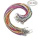 OUTUXED Necklace Cord 150pcs，Bulk Colored 1.5mm Waxed Cotton Necklace Chain with Lobster Claw Clasp for Pendants Bracelet Necklace and Jewelry Making (15 Colors)
