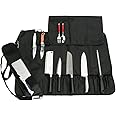 HERSENT Knife Roll,Chef Knife Roll Bag With 17 Slots Can Holds13 Knives,1 Meat Cleaver, And 3 Utensil Pockets,Durable Knife Bag With Handle,Shoulder Strap & Zippered Mesh Pocket Holder