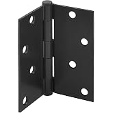 Prime-Line U 1150373 Door Hinge, 4 in. x 4 in., Oil Rubbed Bronze, 3 Pack | Residential Smooth Pivot, Square Corners, 4 Holes per Leaf with Screws, .087 In. Gauge