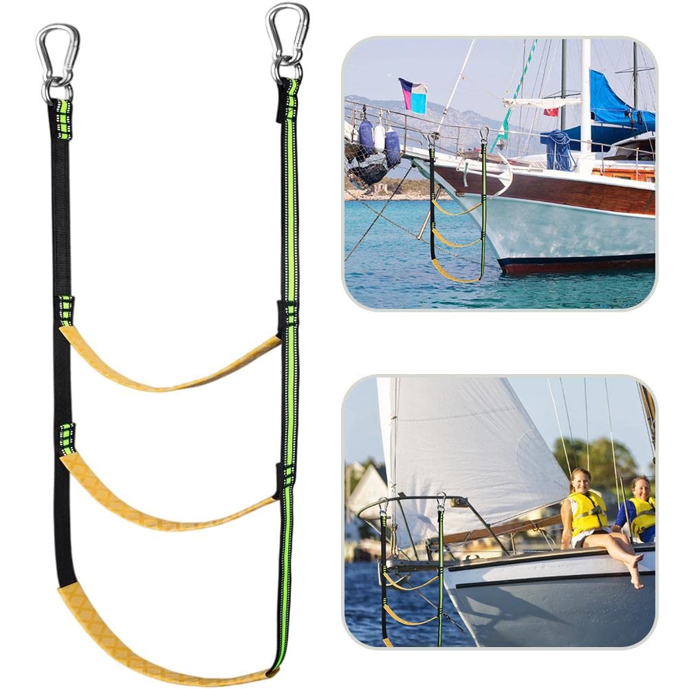 FCHMY Rope ladder, nylon rope ladder, dinghy ladder with 3 steps, entry ladder, folding rope ladder, for dinghy, kayak, motor boat