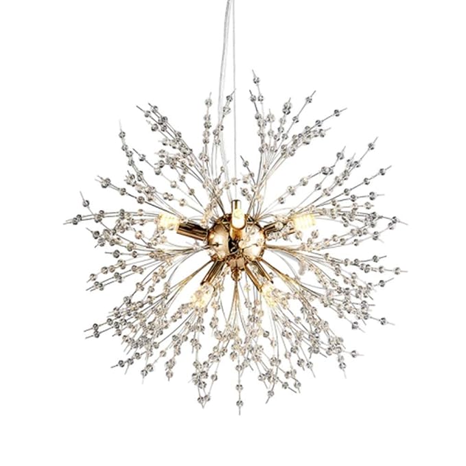 50cm Crystal Chandelier Modern Pendant Light 9-Light Decoration Hanging Lamp for Living Room Bedroom Bar Club Restaurant Golden