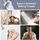 WANTOUTH 4-Inch High Pressure Rainfall Shower Head 5 Spray Settings 360 view 7