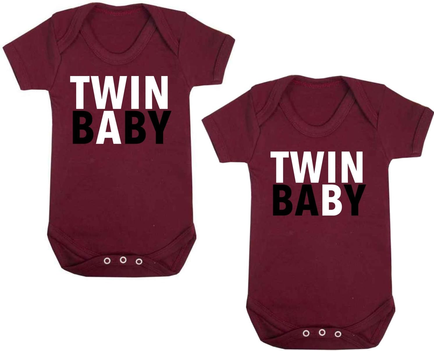 Twin A and B Baby Bodysuit Vest Babygrow Onesie Funny Maroon (0-3 Months)