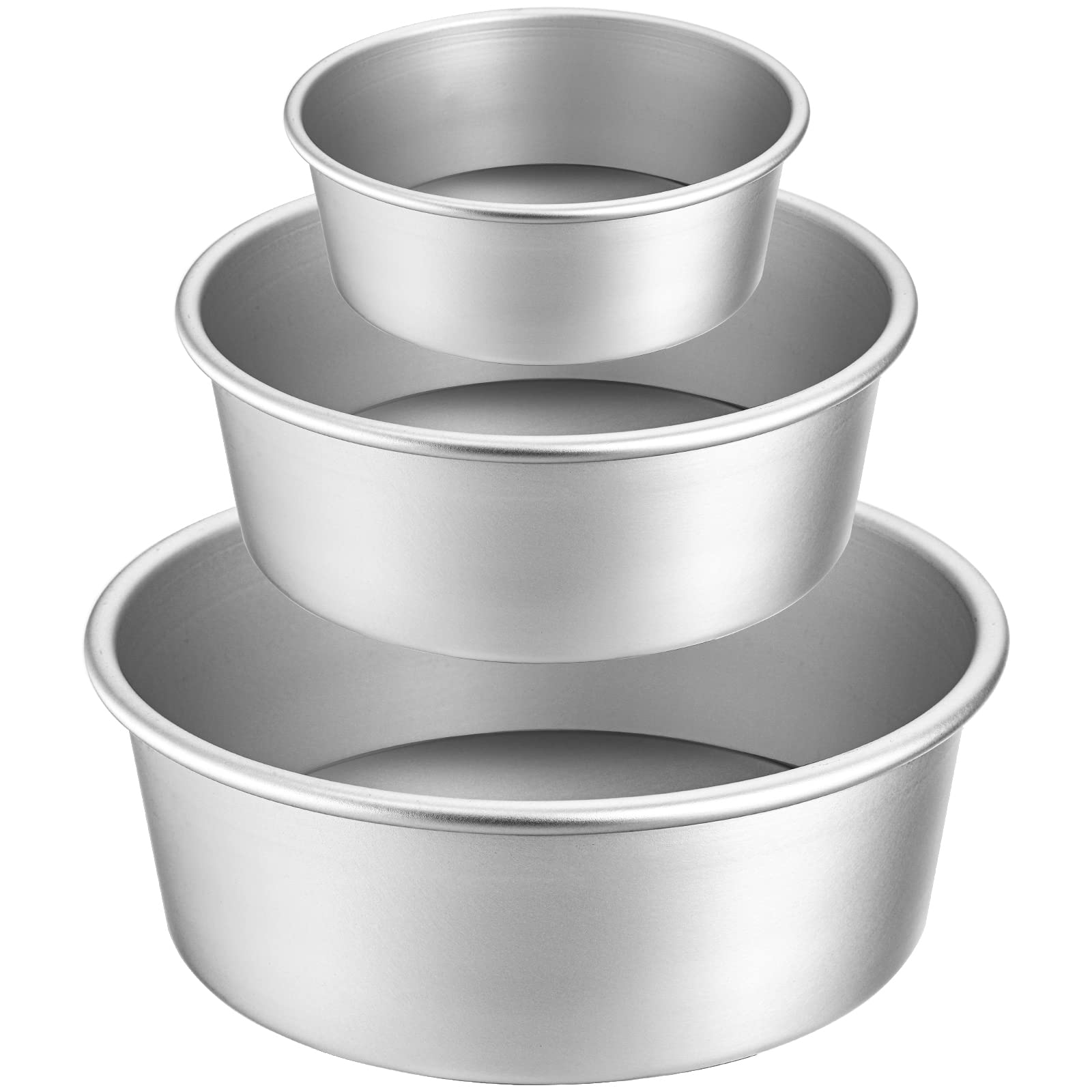 Lawei 3 Tier Non-Stick Deep Round Cake Pan Set Aluminium Cake Moulds with Removable Base for Birthday Wedding Christmas Cake Baking - 4" 6" 8"