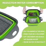 AUAUY Collapsible Colander Set 2Pcs Square Silicone with Handles Gray Green view 2