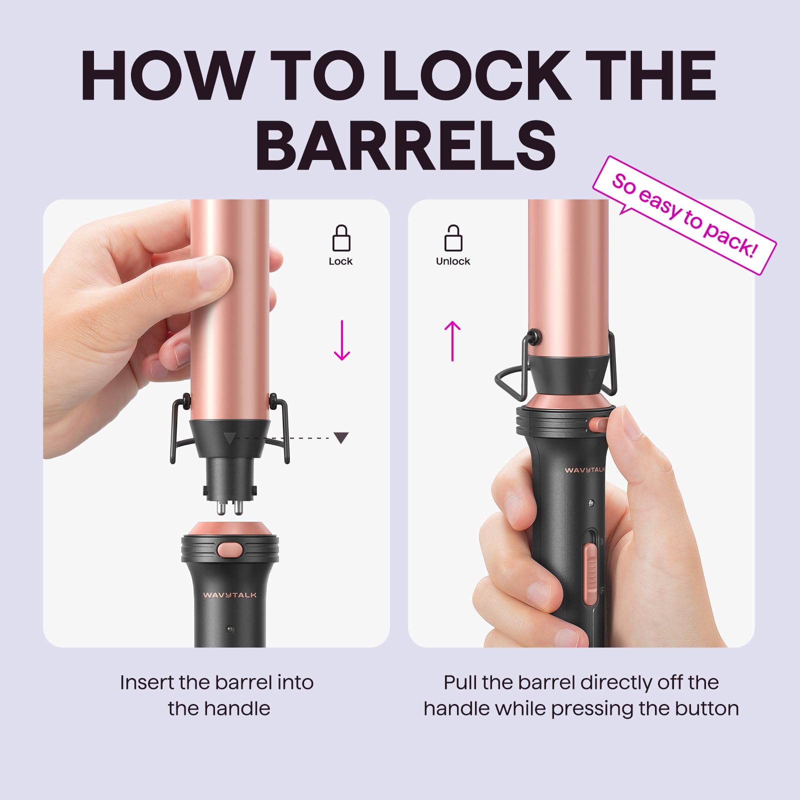 Wavytalk 5 in 1 Curling Wand Set, Dual Voltage Curling Iron Set with 5 Interchangeable Barrels Included A Thermal Brush, A Hair Crimper and 3 Ceramic Curling Wands(0.5