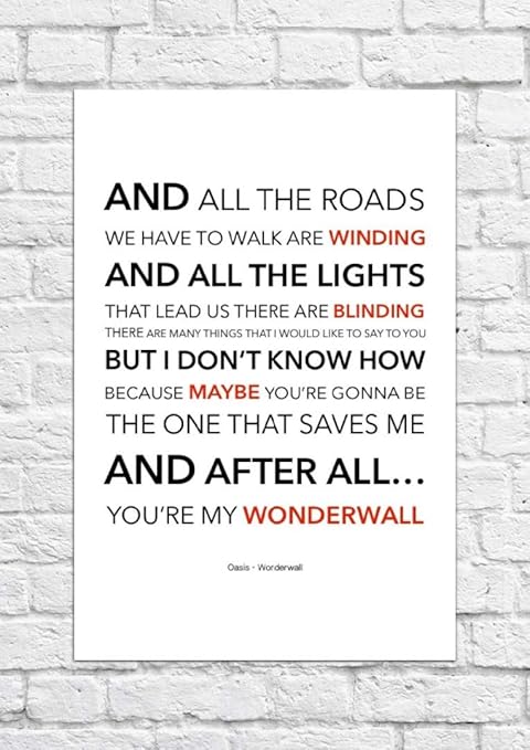 Poster Con Testo Tratto Dalla Canzone In Lingua Inglese Wonderwall Degli Oasis Stampa Senza Cornice Amazon It Casa E Cucina