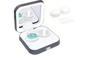Contact Lens Cleaner Machine, Portable Ultrasonic Contact Lens Cleaner with Vanity Mirror and LED Light, Small and Portable C