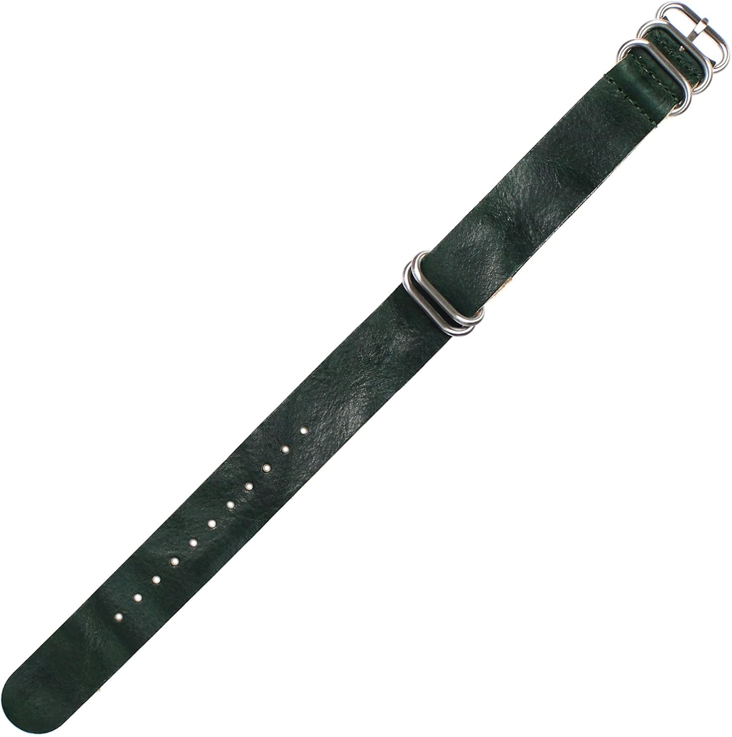 Oiled Italian Leather NATO Watch Strap Dark Green 20mm