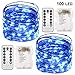 Twinkle Star 2 Pack Christmas Blue Fairy Lights Battery Operated, Total 66 ft 200 Led String Lights Remote Control Timer Twinkle String Lights 8 Modes Firefly Lights for Garden Party Indoor Decor