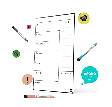 Asokobox Pizarra Blanca magnética de borrado en seco, tamaño A3 ...