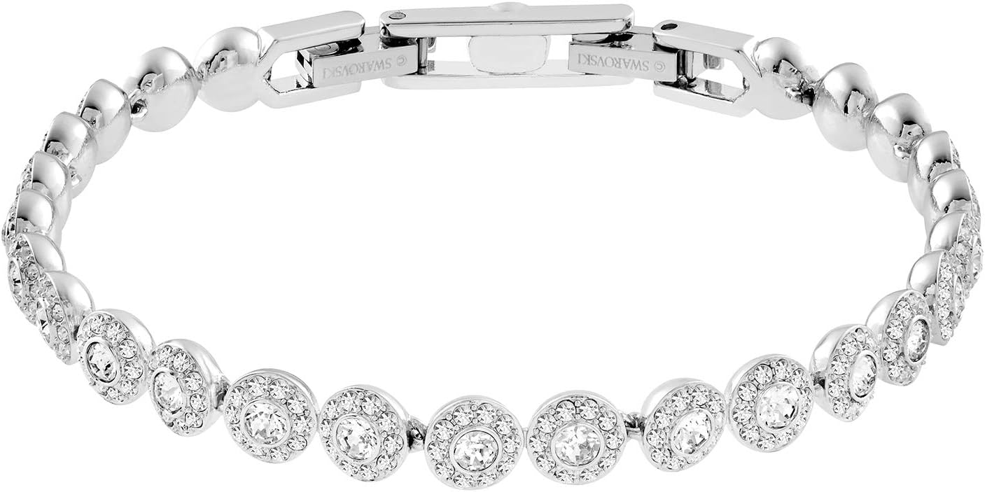 Authentic Crystal Angelic Rhodium Plated Stunningly Elegant White Bangle Bracelet