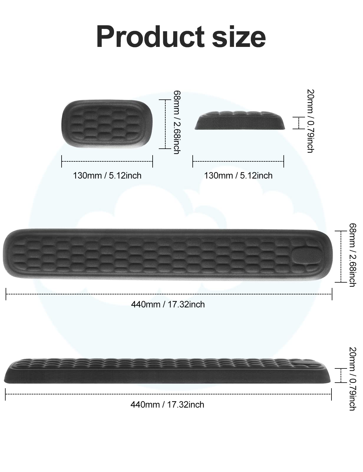 Meatanty Handgelenkauflage für Tastatur und Maus, gepolstert, Memory-Schaum, Handauflage für Büro, Computer, Laptop, Mac, lindert Schmerzen im Handgelenk und komfortables Tippen 7