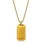 Invicta Jewelry Men's Small Beveled Edge Antiqued Dog Tag Necklace