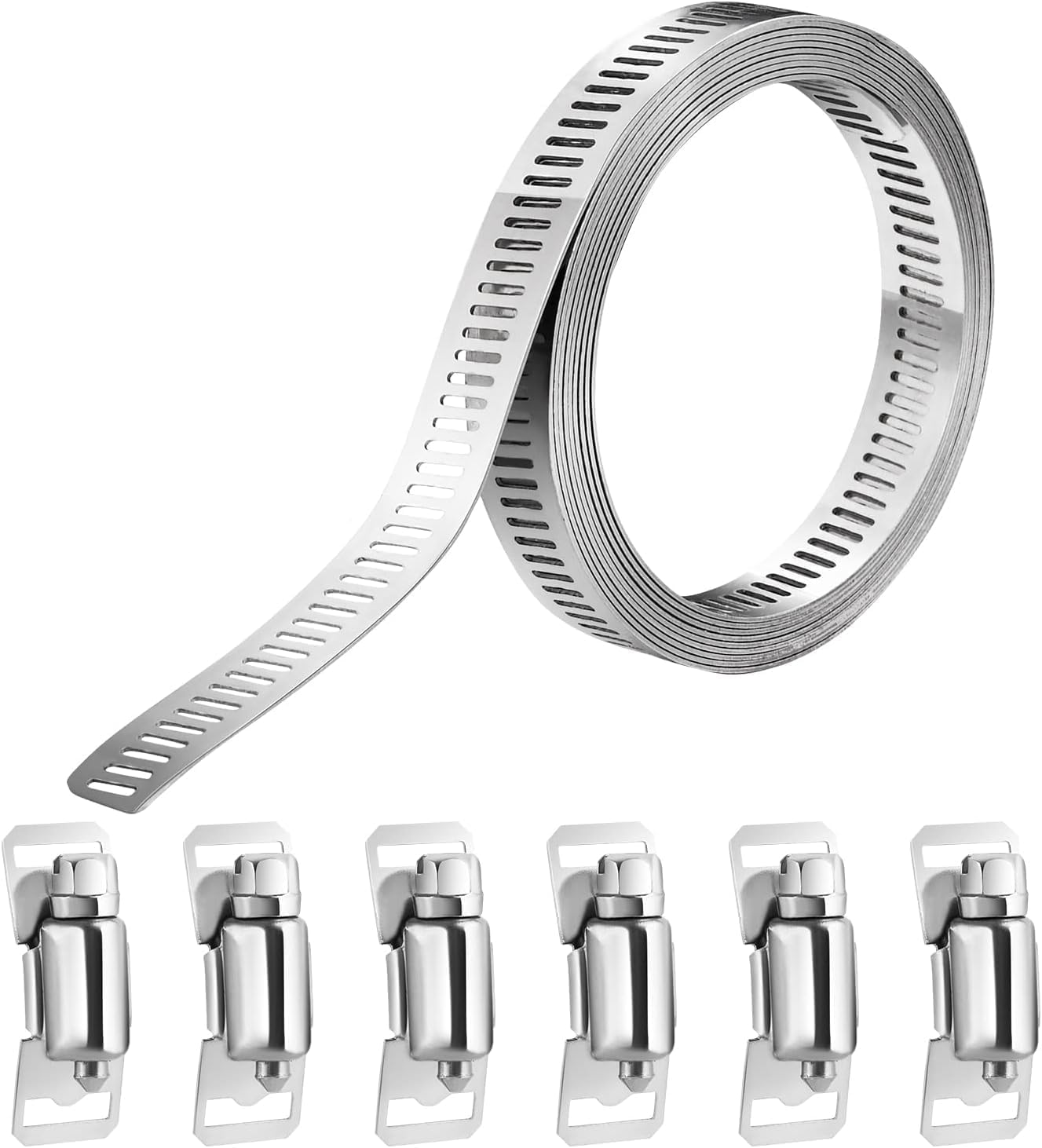 hannger 304 Stainless Steel Jubilee Clips Assorted, 2.5M DIY Large Hose Clamp Worm Drive Adjustable Hose Clip Set w/ 6Pcs Screw Clamp for Radiator | Automotive | Mechanical Plumbing | Tube | Fuel Line