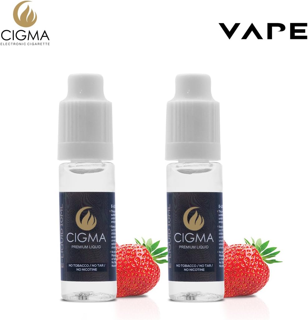 CIGMA 2 X 10ml E Liquid - Strawberry - 2 Pack Only High Grade Ingredients - Made for Electronic Cigarette and E Shisha - Eliquid