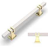 Amerdeco 10 Pack Brushed Satin Nickel and Gold Cabinet Pulls 5 Inch(128mm) Hole Center Drawer Pulls Cabinet Hardware Kitchen Cabinet Handles for Bathroom Dresser Pulls ZH0067