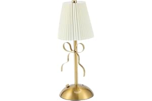 Gold Bow Lamp 3 Color Dimming Touch Control Bow Night Light with Fabric Shade 12 Inch Princess Lamps for Girls Bedroom, Lamp 