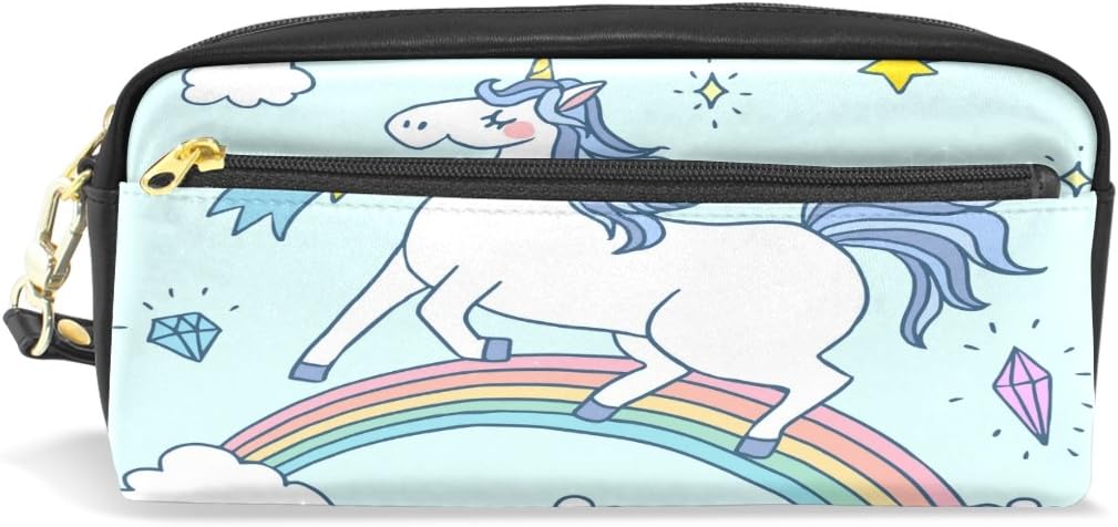 Amazon Natax ペンケース 革 かわいい おしゃれ 大容量 ユニコーンイラスト 化粧ポーチ ペンポーチ ペンバッグ 入学準備 新学期 文房具 プレゼント 多機能 小物収納 お祝い 高校生 筆箱 文房具 オフィス用品 文房具 オフィス用品