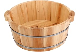 Foot Bath Bowl Wooden Pedicure Bowl Spa Massage Foot Soaking Tub Bath Basin Remove Dead Skin for Home Sauna Care 14.2x6.3