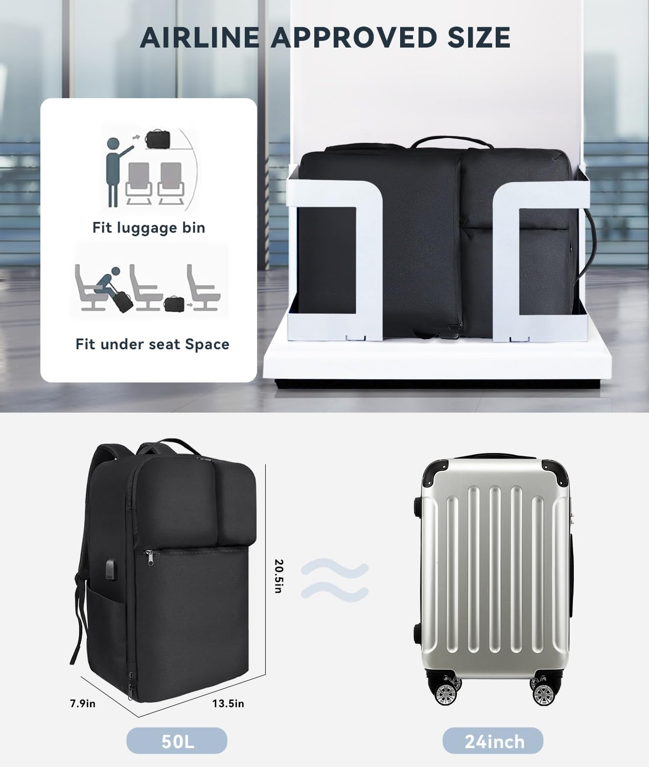 Mua Extra Large 50L Travel Backpack Carry On Flight Approved, Luggage ...