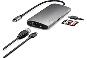 Satechi 8 in 1 USB C Hub Multiport Adapter V3, 8K HDMI, 100W Charging, 4 USB Data Ports, Ethernet, SD Card Reader, for Laptop