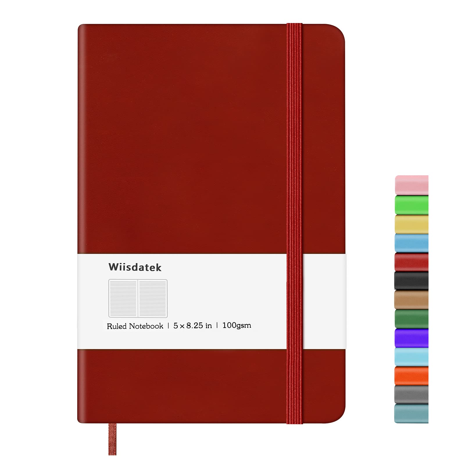 Wiisdatek A5 Notebook with Lined Pages, Hardback Journal Notepad Note Book New Notes Diary Pad for Office School Business Writing 5"×8.25"(Red)