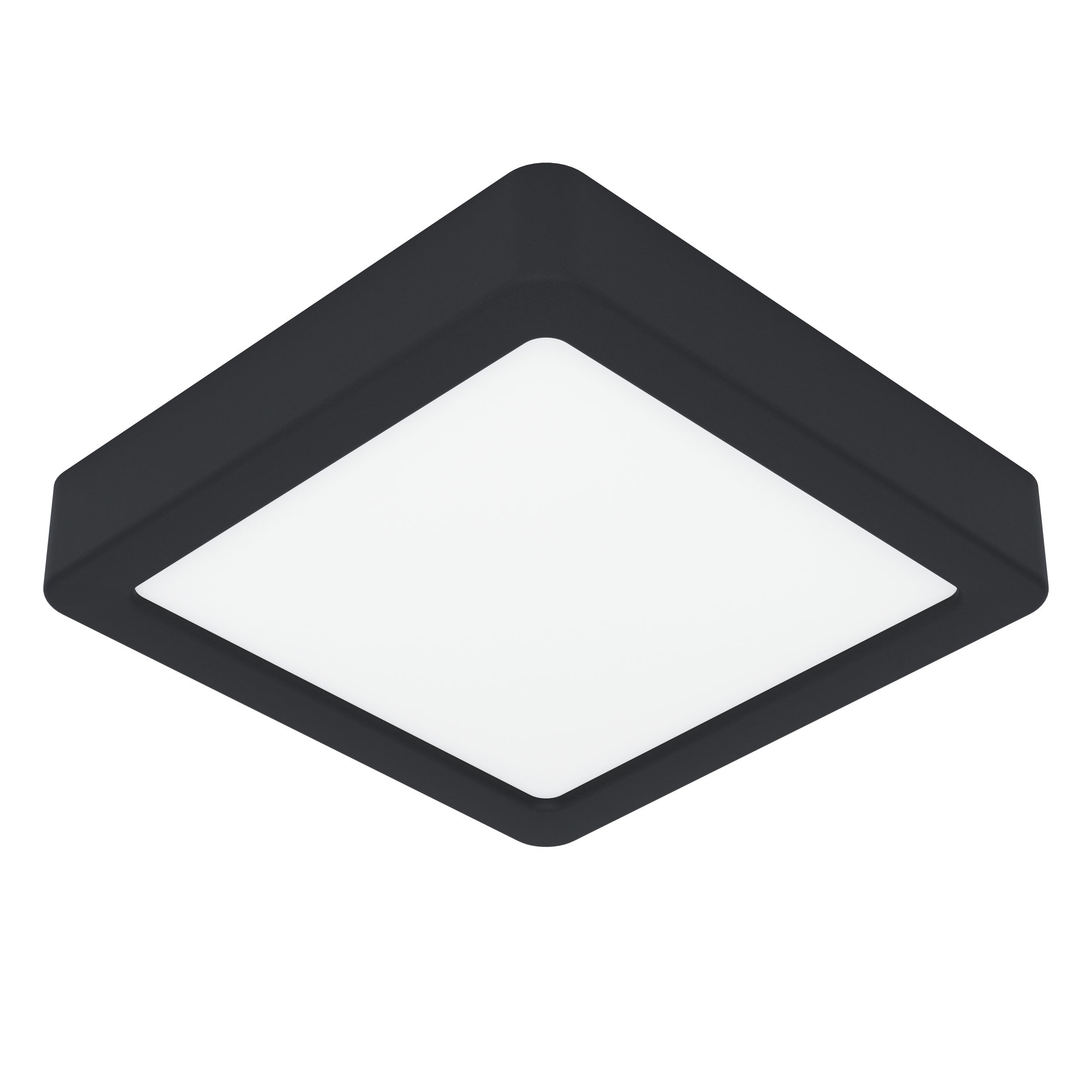 Eglo LED Ceiling Light Fitting Fueva 6, Square Ceiling lamp, Flush Light Fixture, Plastic in Black and White, Ceiling Lighting Warm White-Cold White, 15x15 cm