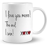 PUHEI I Love You More the End I Win Mug, Wedding Engagement Gifts for Bride Groom Her Him, Romantic Gifts for Him Her, Valentine's Day Gifts for Men Women Boyfriend Girlfriend Ceramic Coffee Mug 11 oz