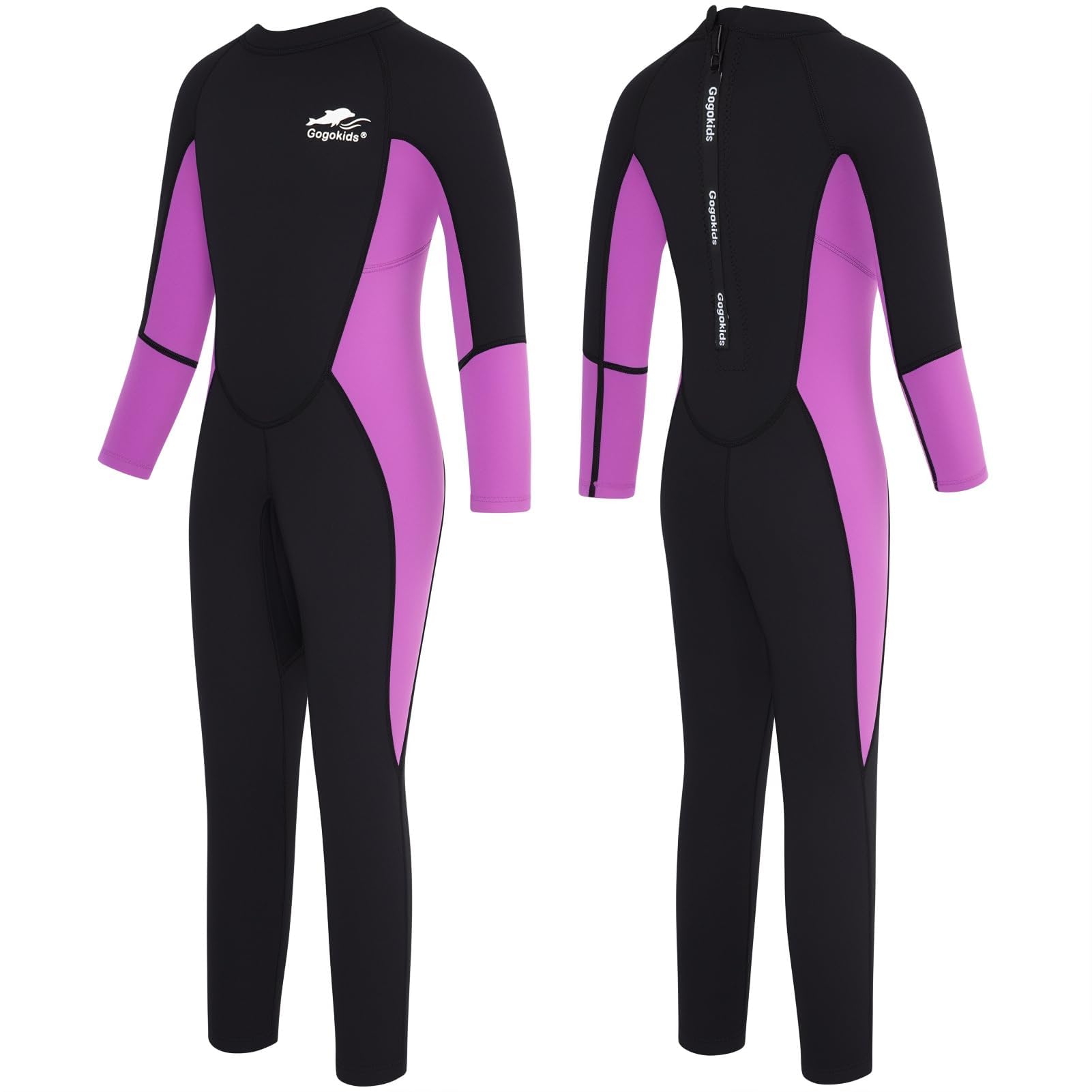 Gogokids Wetsuit Kids, Children 2.5mm Neoprene Thermal Swimsuit with UV 50+ Protection, Full Length One Piece for Ages 3-10 Boys & Girls Swimming, Surfing, Diving, Snorkeling