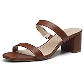 DREAM PAIRS Women's Two Strap Open Toe Low Block Chunky Heels Sandals Dress Pumps Casual Summer Mules Shoes