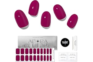 ADORA COUTURE Semi Cured Gel Nail Strips Kit - 30pcs Uv Gel Nail Stickers with Uv Light Required - Vivid Neon Purple Glossy Nail Wraps - Gel Stickers for Nails Uv Light Required (Fushia)