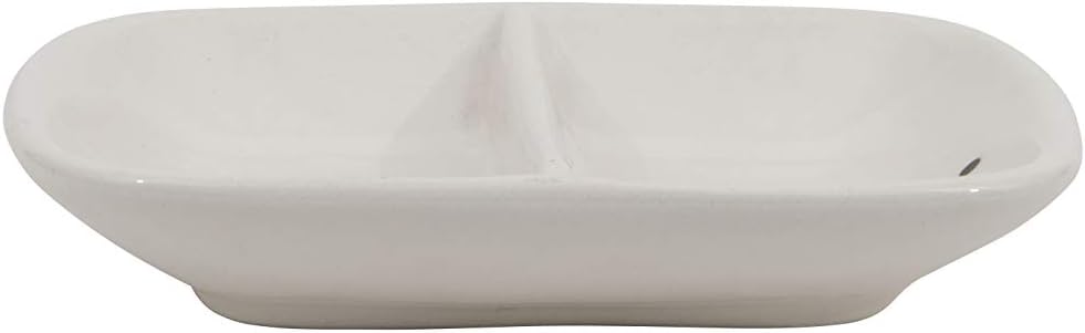 Creative Co-Op Ceramic "Mr. & Mrs." Two Section Dish, White: Home & Kitchen