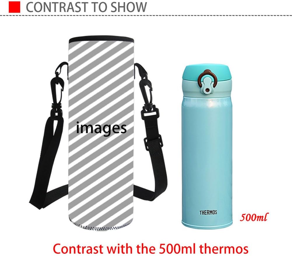 HUGS IDEA Shoulder Strap Water Bottle Carrier Flower Print Neoprene Insulated Bottle Bag Pouch, Flower2 - Image 4