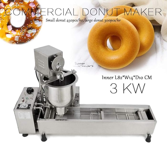 110V Donut Frying Machine Commercial Full Automatic Donut Maker Wide Oil Tank 3 Sets Free Mold