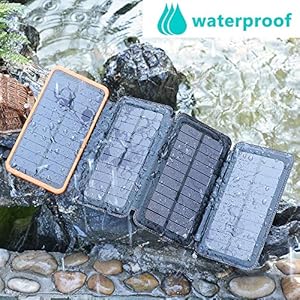A ADDTOP Caricabatterie Solare 25000mAh, Power Bank Impermeabile con 3 Porte USB Batteria Esterna Portabile LED per Smartphones Tablets e Altri Arancione - immagine 5