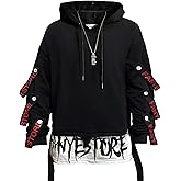 Covisoty Mens Hoodie Fashion Pullover Letter Print Top Blouse Tracksuits Techwear Patchwork Long Sleeve Hip Hop Sweatshirt