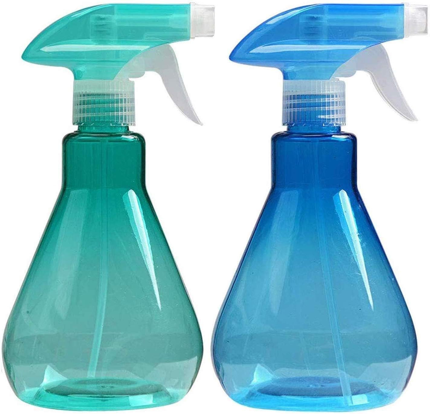 L-entcy 2 PCS Large Empty Spray Bottle, 500ml Refillable Sprayer, Durable Trigger Type Spray Empty Transparent Plastic Atomizing Fine Atomizer, Orange + Green + Blue Spray Bottle Set,