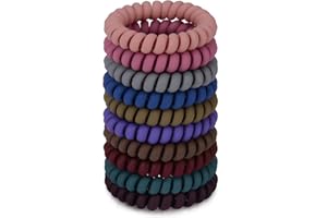 JessLab Spiral Hair Ties, 10 Pcs Traceless No-Damage Ponytail Holders, Plastic Coil Bands for Women and Girls, Color Assorted