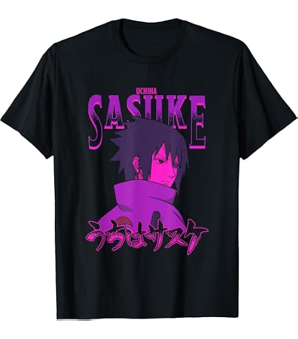 Amazon.com: Naruto Shippuden Sasuke Text Overload T-Shirt