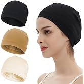 choshion 100% Cotton Skull Caps Beanie Bald Sleeping Hats for Men Women | Lightweight Soft Breathable Skully Head Cover,Moisture-Wicking Helmet Liner,Wicking CPAP Chemo Bald Night Cap Sleep Hats