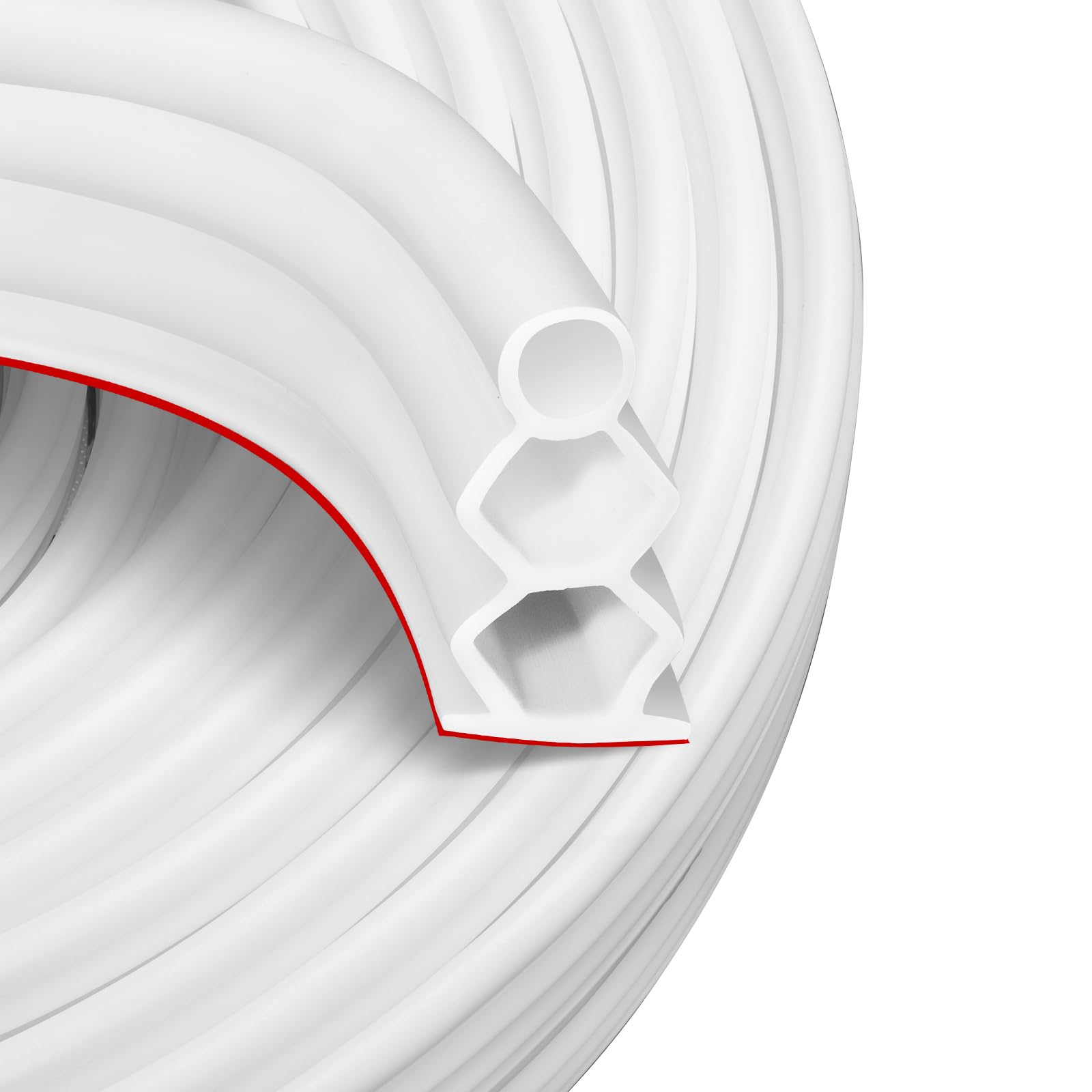 Photo 1 of SILIENTWERK 40 Feet Self-Adhesive Rubber Weather Stripping Fits Big Gaps, Extra Thick Rubber Door Weather Stripping Door Seal Strip for Door Frame Door Insulation Strip Waterproof(White)