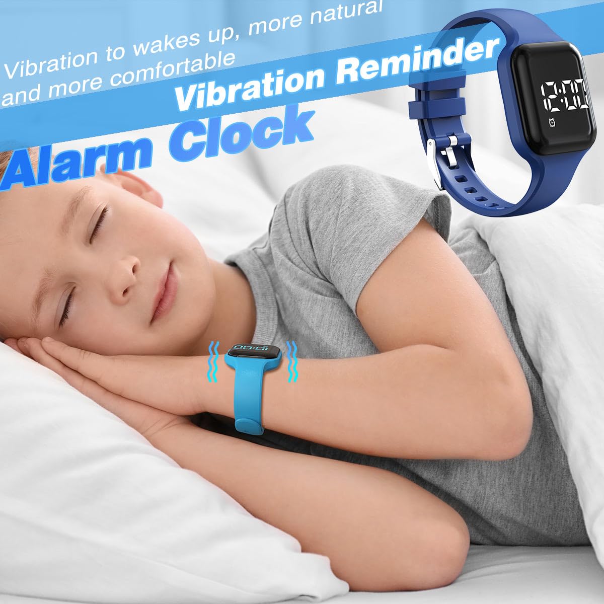 synwoo Kids LED Digital Watch, with Pedometer Step Counter, Waterproof, Sport Wristwatch, Calendar, Alarm Clock for Children Boys Girls Teens