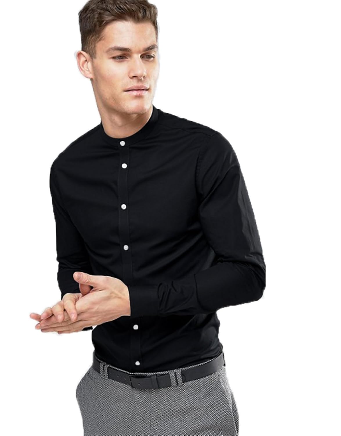 dom stand collar formal wear shirt for men's