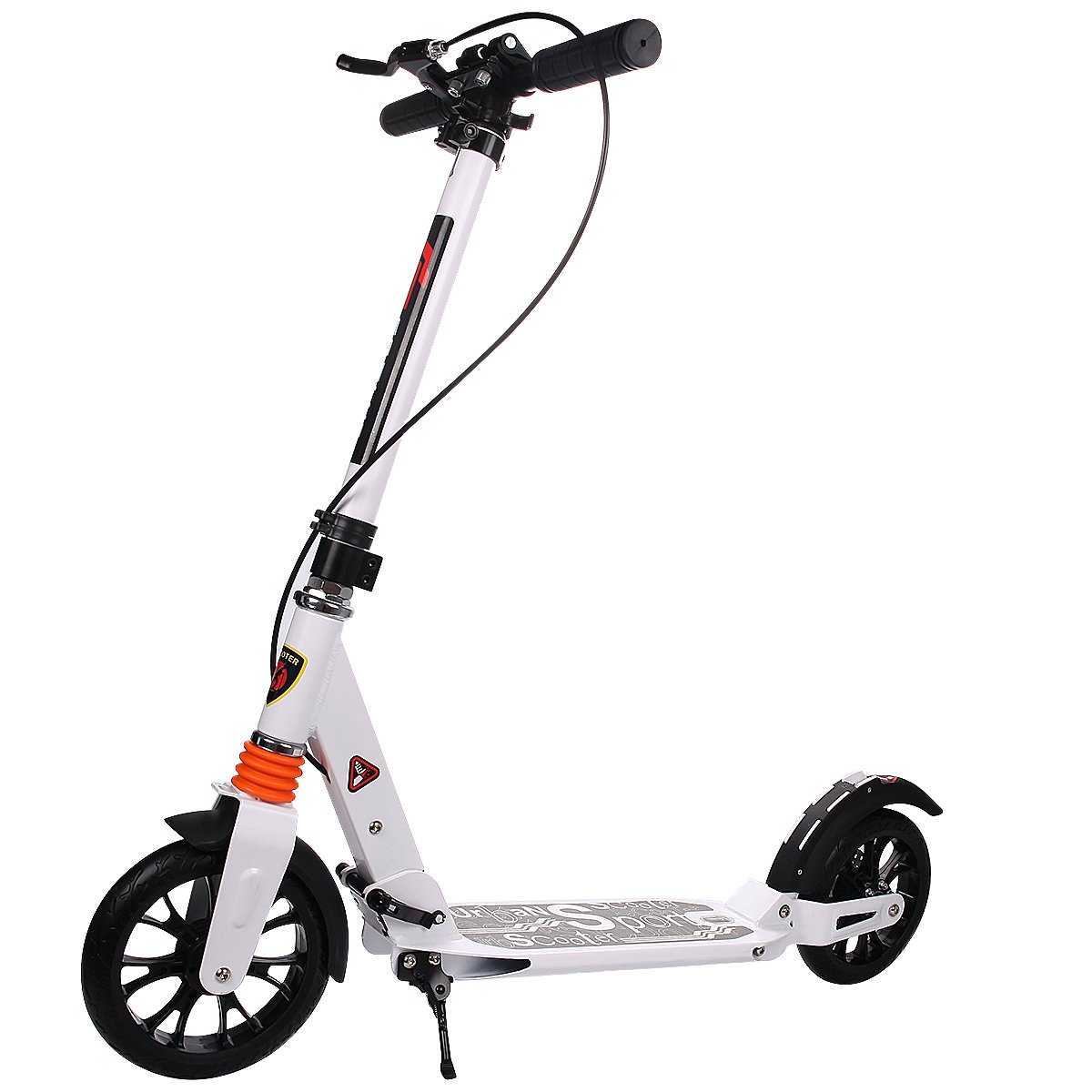 GYMAX Pro Stunt Scooter, 360 Degree Street Scooter with Non-slip Deck, Fixed Bar Sports Kick Scooter For Kids, Adults (White)