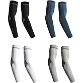4 Pairs Arm Sleeves for Men Women, Volleyball Arm Sleeves Compression Sleeves for Women, UV Sun Protection Arm Sleeves Elbow Compression Sleeve Basketball Arm Sleeve Baseball Arm Sleeve