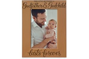 KATE POSH The Love Between a Godfather and Godchild is Forever. Baptism Gifts, Gifts from Goddaughter, from Godson on My Baptism Day. Engraved Natural Wood Picture Frame (5x7-Vertical)