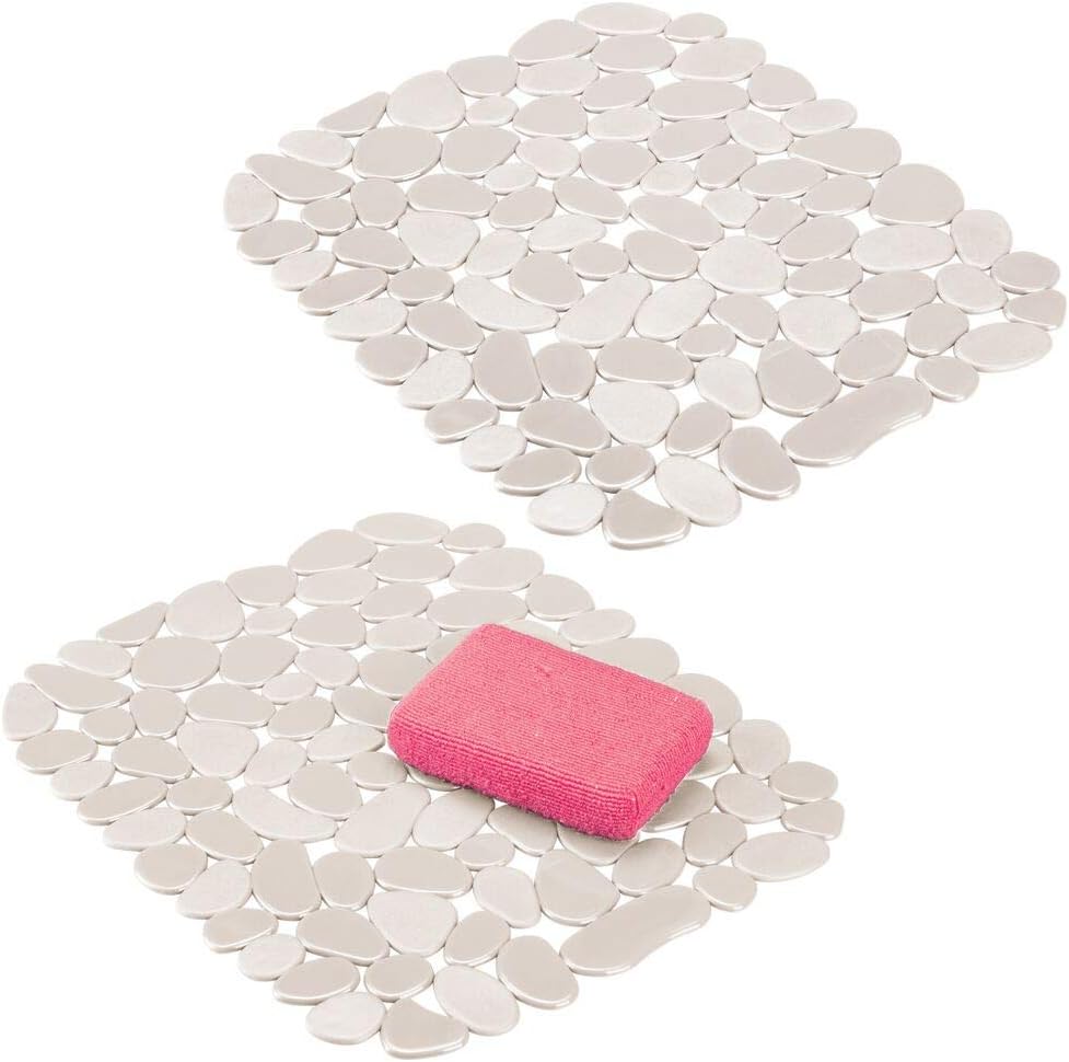 mDesign Set of 2 Sink Mats — Sink Protector Mats for Kitchen Sinks
