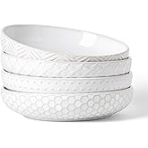 FOBENTA Embossed Ceramic Pasta Bowls, 42 oz Bowl Plates Set,9-Inch Large Serving Bowls Set of 4, Perfect for Pasta, Salad, Fruit, Sturdy&Stackable, Microwave & Dishwasher Safe