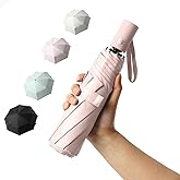 BAODINI Small UV Protection Travel Umbrella Compact for Rain and Sun UPF 50+ Windproof Portable 42 inch Umbrella for Women and Men